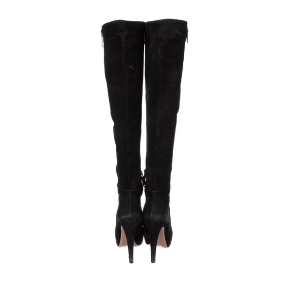 PRADA Womens Black Suede Heeled Knee-Length Boots. Size 7 (IT 37). - Picture 6 of 8